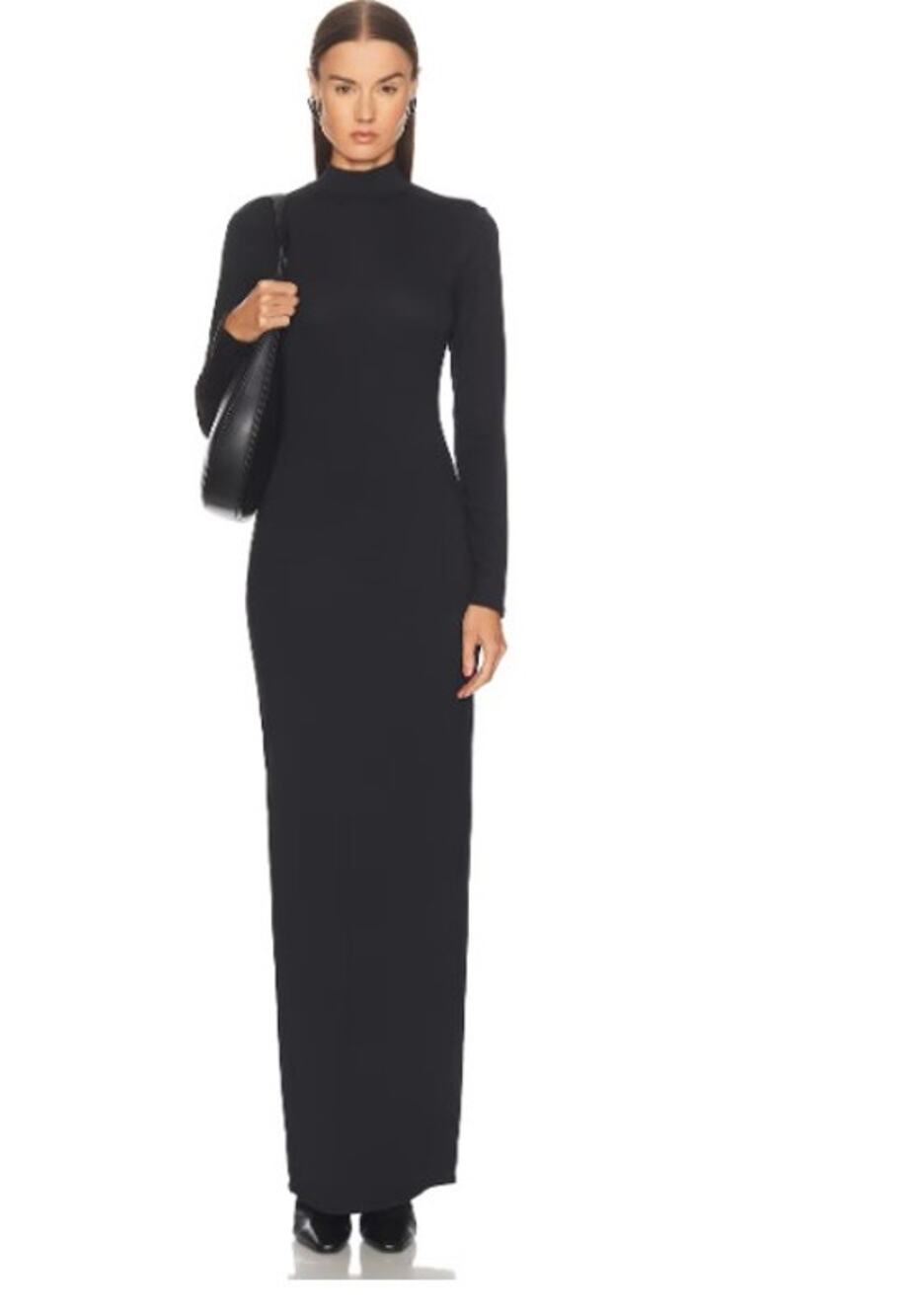 Skims Smooth Layers Turtleneck Dress Black Maxi Long Sleeve Med